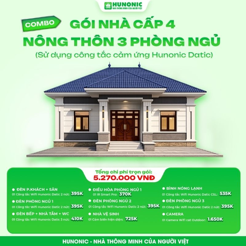 Gói nhà cấp 4 nông thôn 3 phòng ngủ