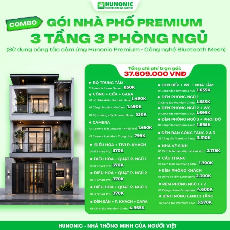Gói nhà phố Premium 3 tầng 3 ngủ
